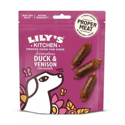 Lily's Kitchen Scrumptious Duck & Venison Sausages Snacks Dog 70g-1