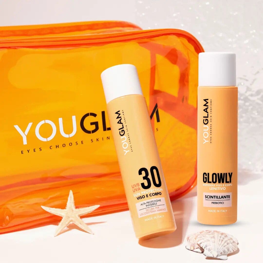 Youglam Kit Solare Sun Protection 30 Viso/Corpo 100ml + Doposole Glowly 100ml + Beauty Case-1
