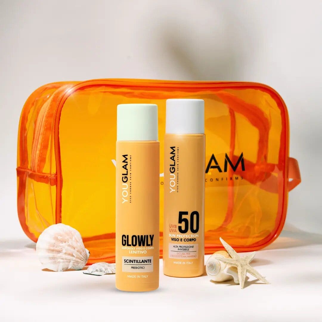 Youglam Kit Solare Sun Protection 50 Viso/Corpo 100ml + Doposole Glowly 100ml + Beauty Case-1