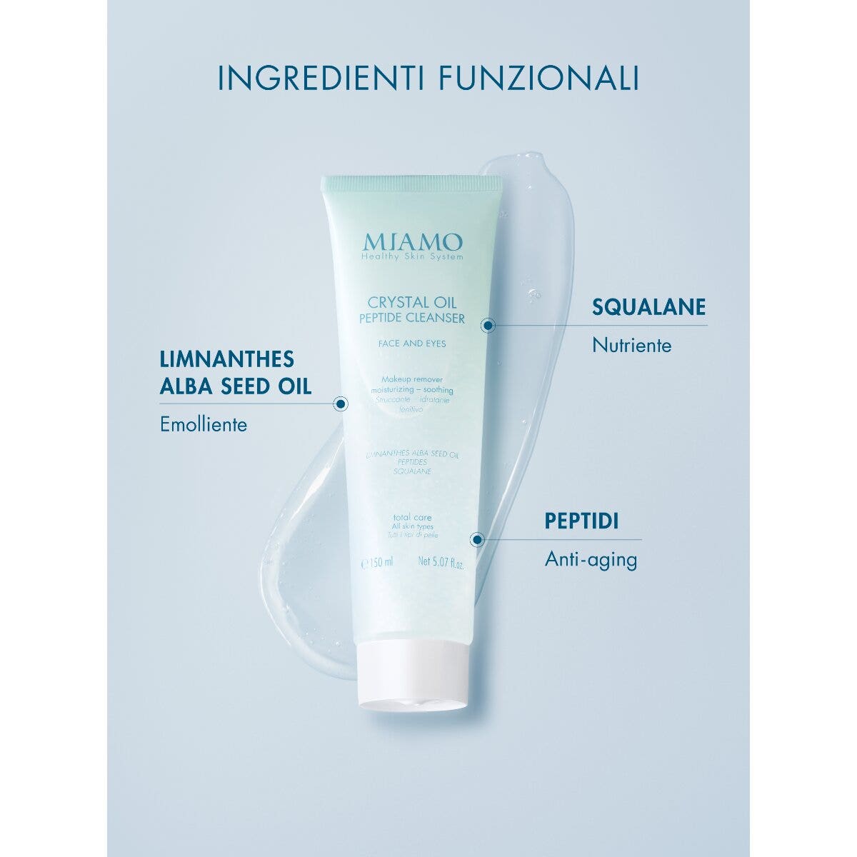 Miamo Crystal Oil Peptide Cleanser Struccante - Idratante Lenitivo 150ml-3