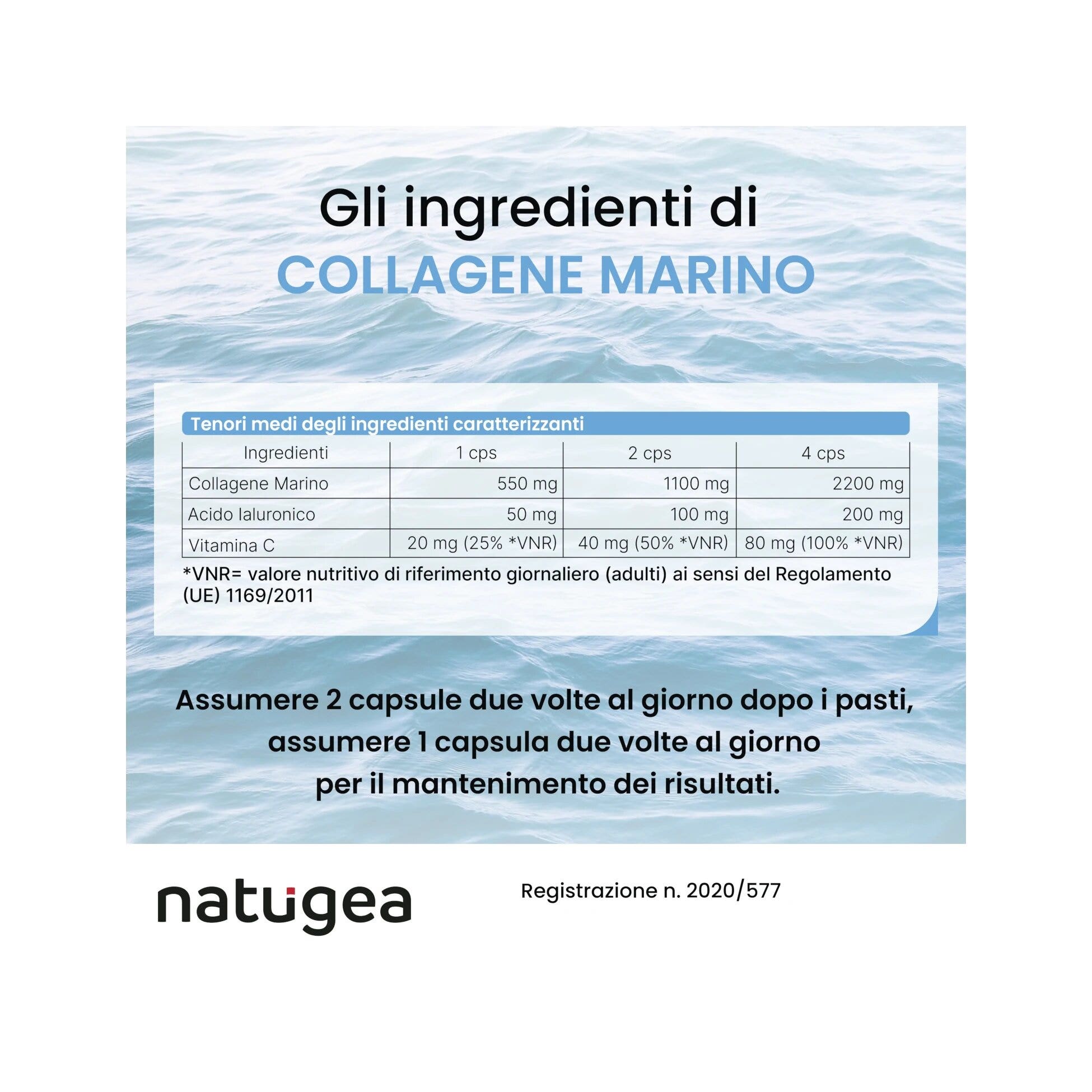 Natugea Collagene Marino Idrolizzato Peptan F HD Con Acido Ialuronico E Vitamina C 120 Capsule-6