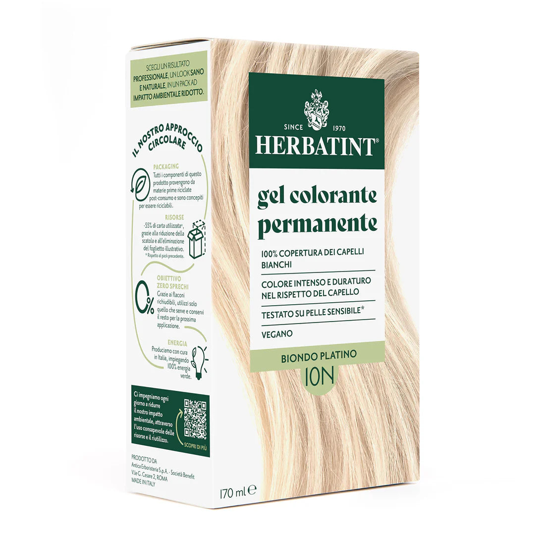 Herbatint Tinta Capelli Gel Permanente 10n Biondo Platino 170 ml
