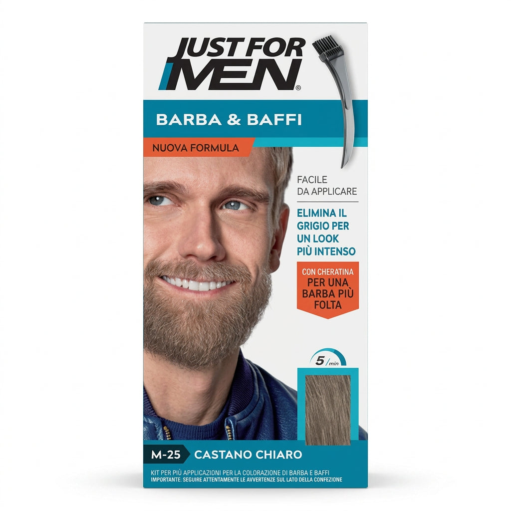 Just For Men Barba & Baffi M25 Castano Chiaro Colorazione per Barba e Baffi