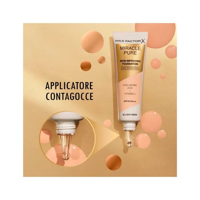 Max Factor Fondotinta Viso Miracle Pure Shade 50 Natural Rose-6