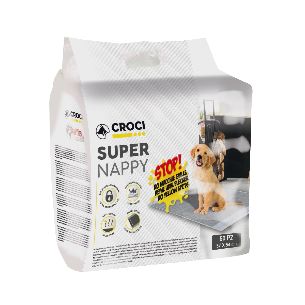 Croci Super Nappy Tappetini Igienici Al Carbone Attivo Per Cani 60 Pezzi 57x54cm-1