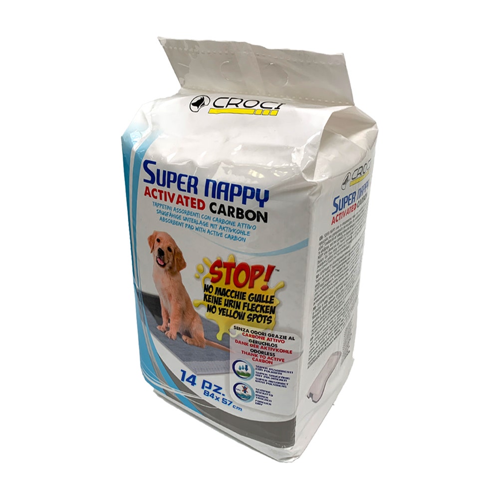 Croci Super Nappy Tappetini Igienici Al Carbone Attivo Per Cani 14 Pezzi 84x57cm-1