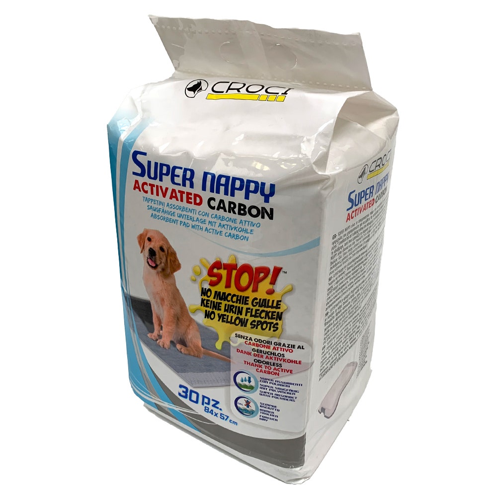 Croci Super Nappy Tappetini Igienici Al Carbone Attivo Per Cani 30 Pezzi 84x57cm-1