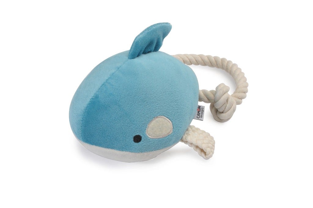 Camon Gioco Per Cani Peluche Balena Con Squeaker E Corda-1
