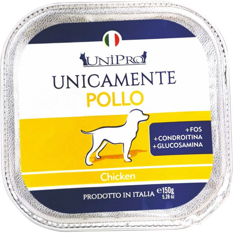 Unipro Unicamente Pollo Cibo Umido Per Cani Adulti Vaschetta 150g-1