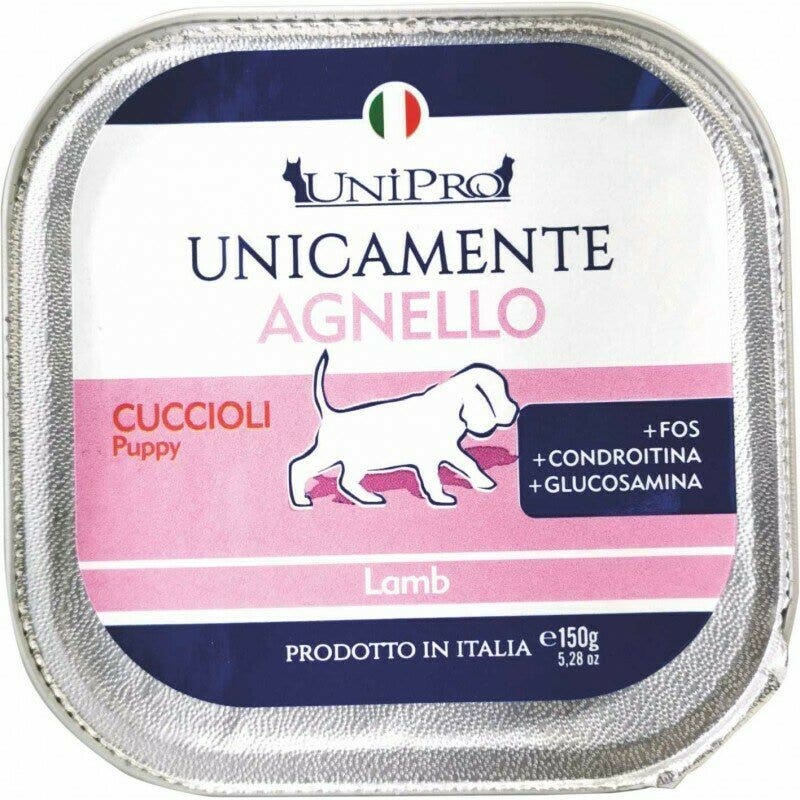 Unipro Unicamente Agnello Cibo Umido Cani Cuccioli Vaschetta 150g-1