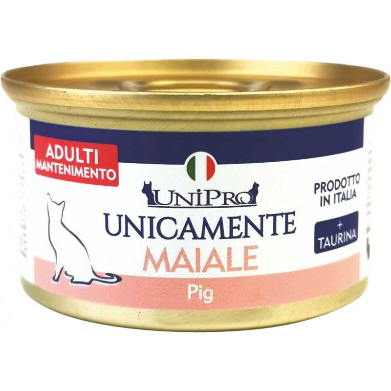 Unipro Unicamente Maiale Cibo Umido Gatti Adulti Barattolo 85g-1