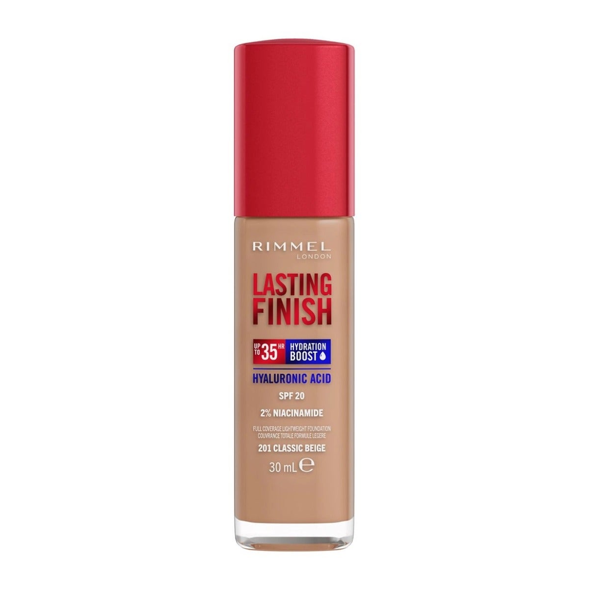 Rimmel Fondotinta Lasting Finish 35h Con Acido Ialuronico 201 Classic Beige 30ml-1