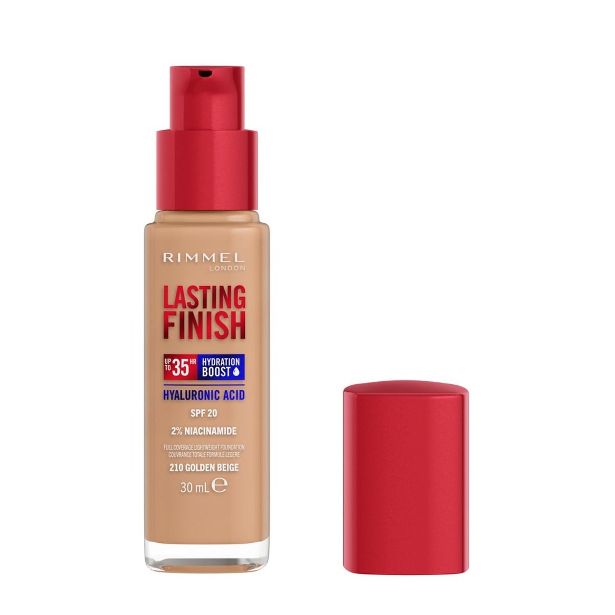 Rimmel Fondotinta Lasting Finish 35h Con Acido Ialuronico 210 Golden Beige 30ml-6