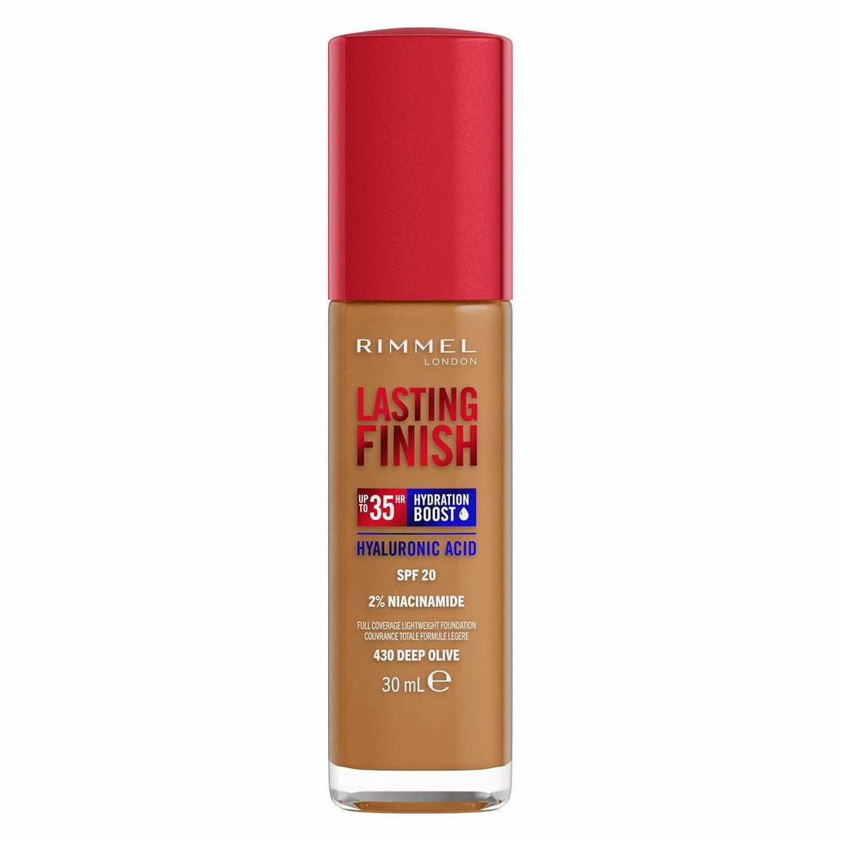 Rimmel Fondotinta Lasting Finish 35h Con Acido Ialuronico 430 Deep Olive 30ml-1
