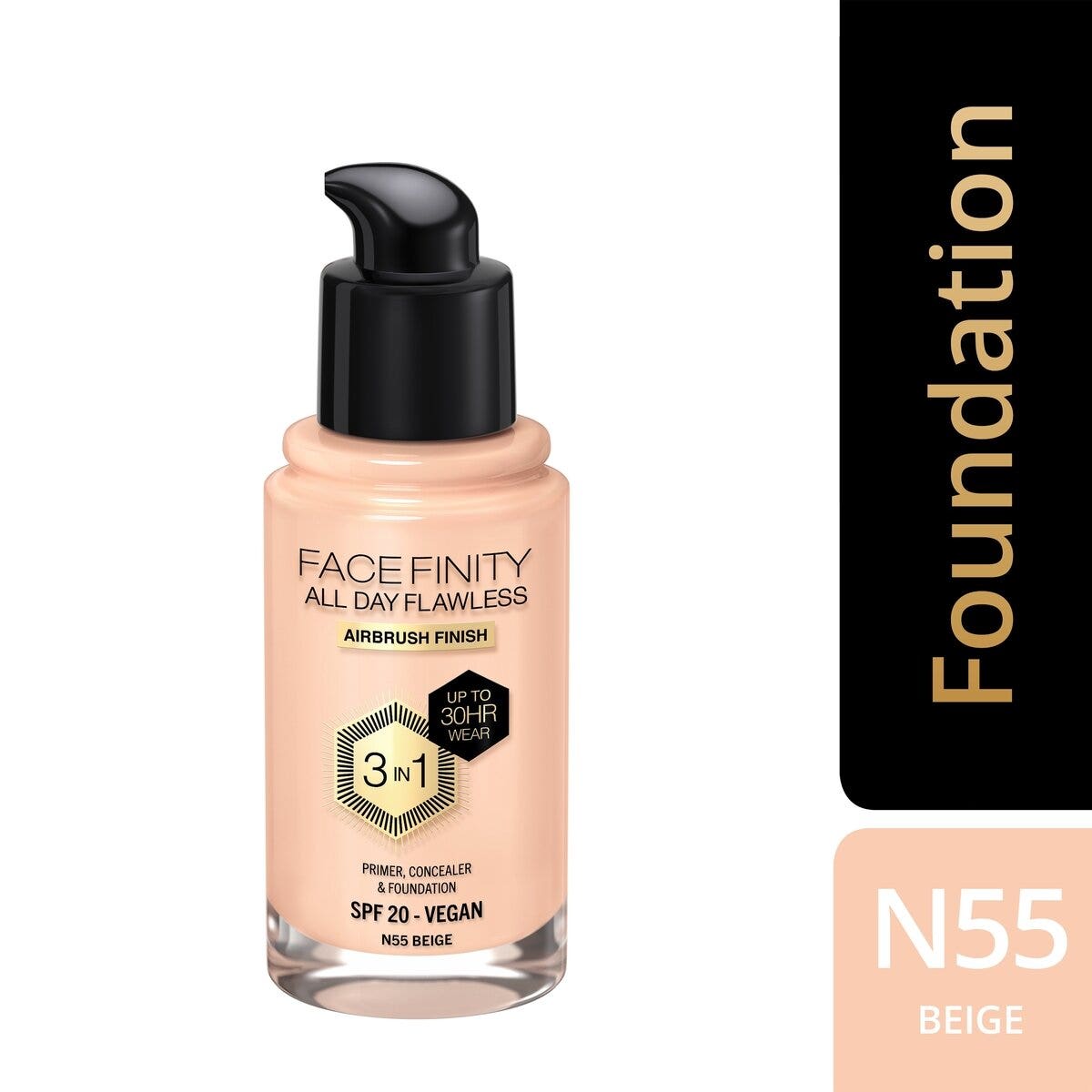Max Factor Fondotinta Facefinity All Day Flawless 3In1 N55 Beige 30ml-4