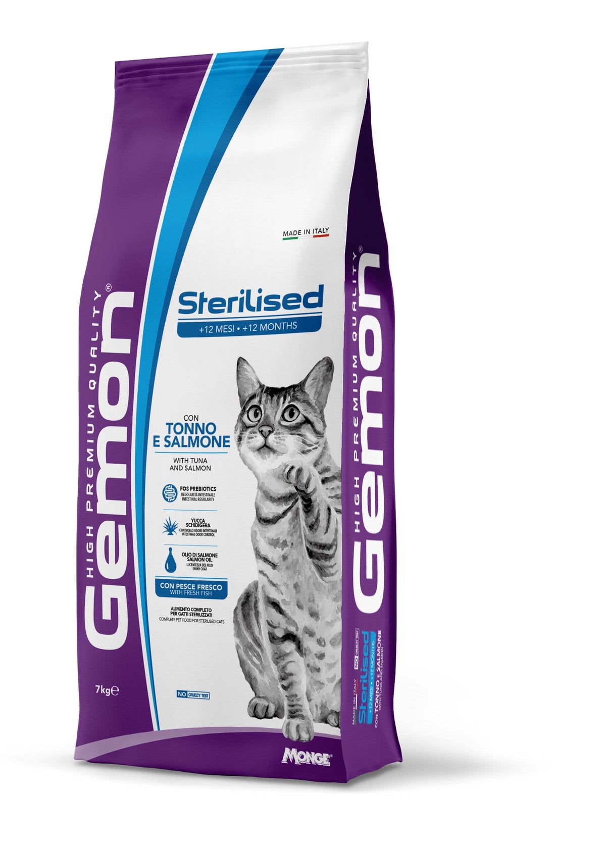 Gemon Sterilised Cat Tonno e Salmone Cibo Secco Per Gatti Adulti  Sterilizzati Sacco 7Kg-3