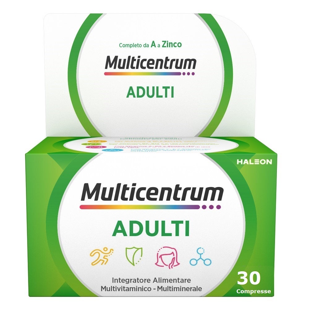 Multicentrum Adulti Integratore Alimentare Multivitaminico Vitamina C B D3 Calcio Ferro Zinco 30 Cpr-0