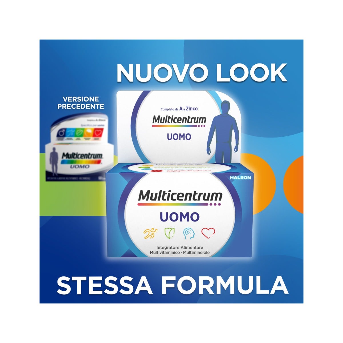 Multicentrum Uomo Integratore Alimentare Multivitaminico Vitamina B D3 A Calcio Magnesio 30 Compresse-1