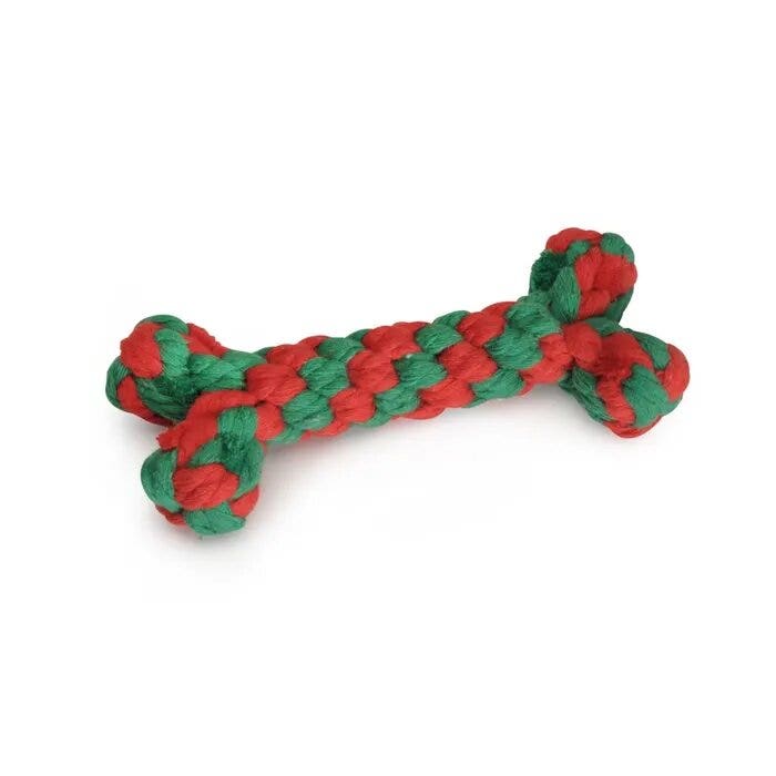 Camon Gioco Osso Natalizio in Corda Di Cotone Intrecciata Per Cani 15cm-2