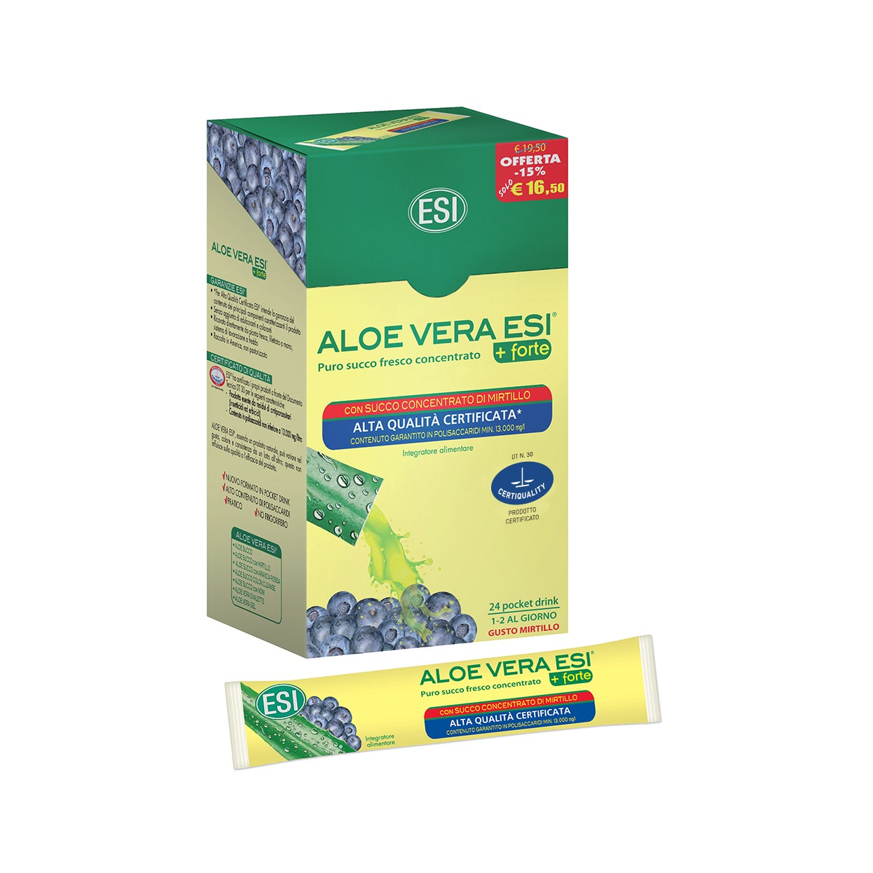 Aloe Vera Succo + Forte con Mirtillo 24 Pocket Drink  - 2