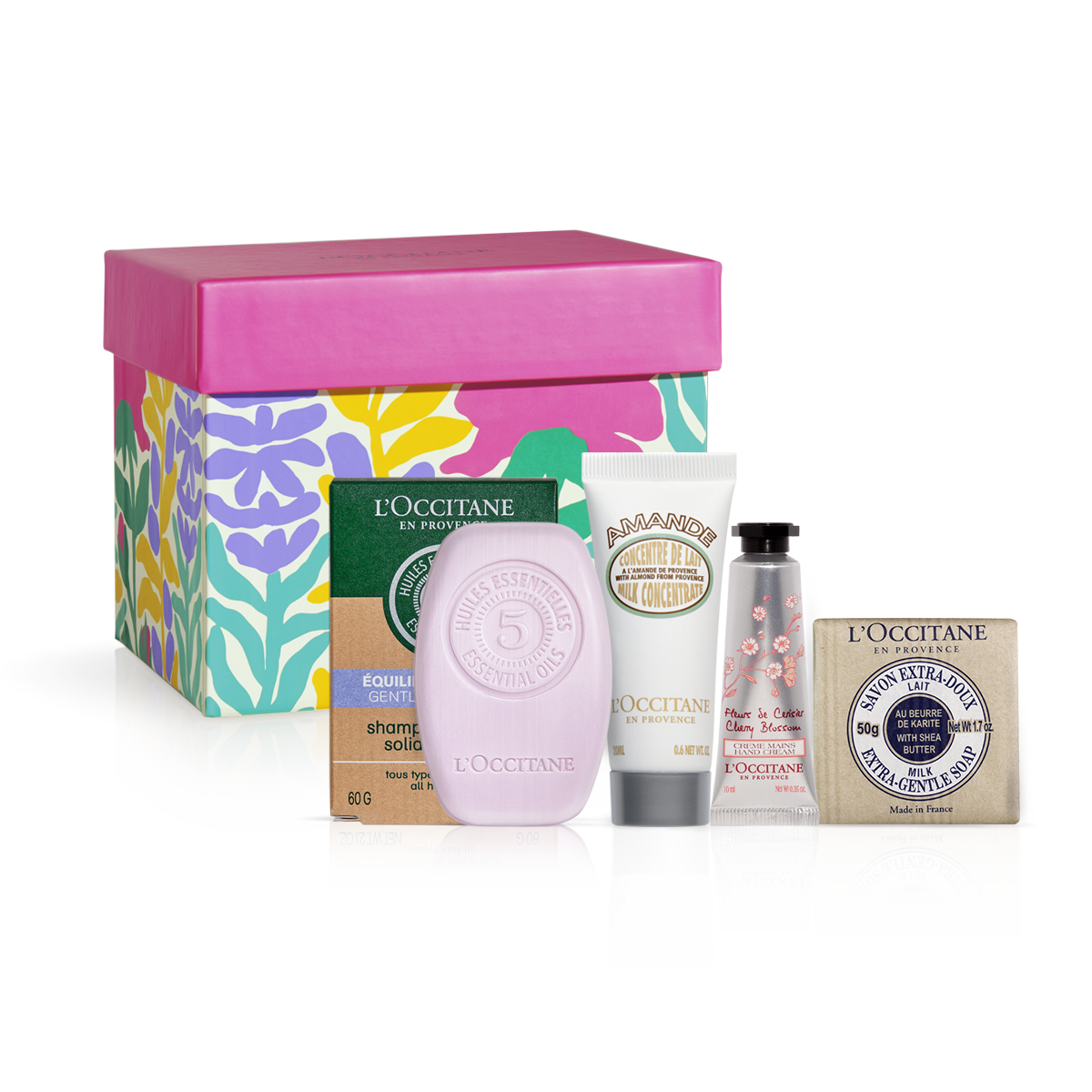 L'Occitane Cofanetto Shampoo Solido 60g + Crema Mani 10ml + Concentrato Latte Mandorla 20ml + Sapone Solido 50g-1