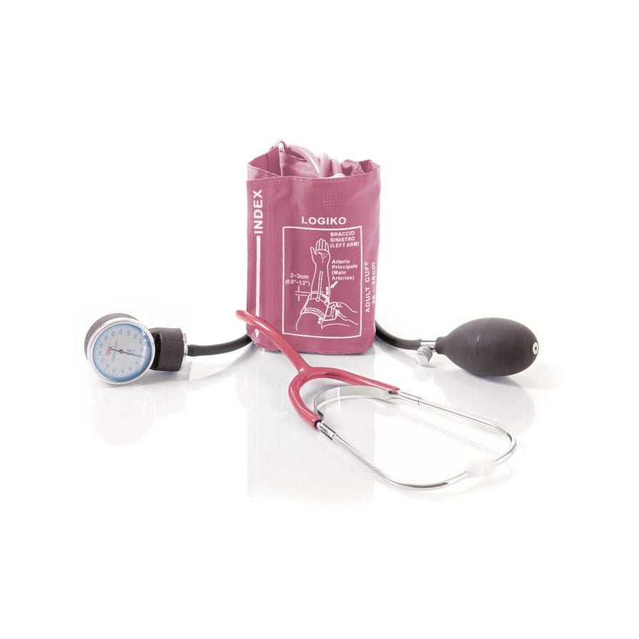 Sfigmomanometro Aneroide Con Fonendoscopio Rosso DM353R  - 2