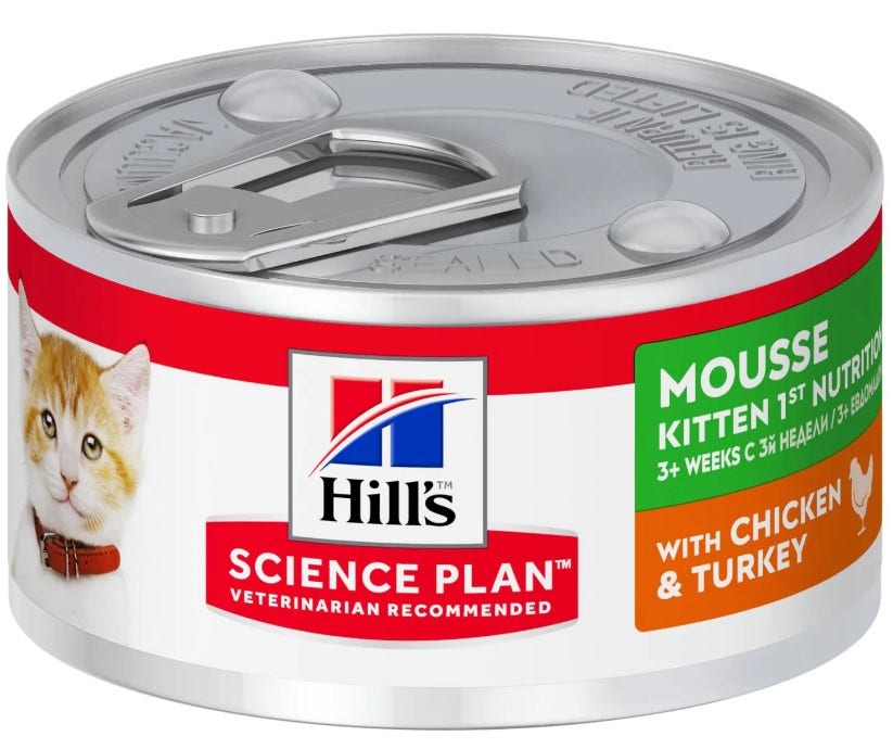 Science Plan Kitten 1st Nutrition Mousse Con Pollo E Tacchino Lattina 82gr-1