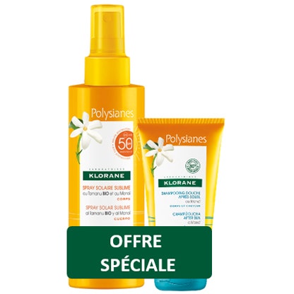 Klorane Kit Polysianes Spray Solare Tamanu Monoi SPF50 200ml + Shampoo Doccia Monoi 75ml  - 2
