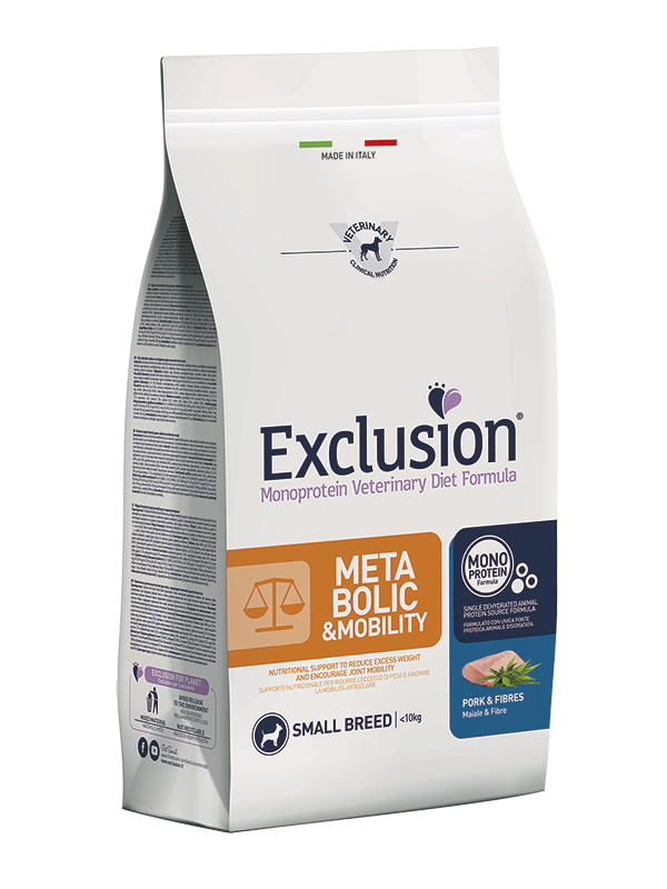 Exclusion Monoprotein Veterinary Diet Formula Metabolic/Mobility Crocchette Maiale E Fibre Taglia Small Sacco 7kg-1