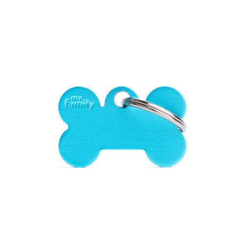Medaglietta Per Cani E Gatti Personalizzata Osso In Alluminio Azzurro Taglia Piccola-1