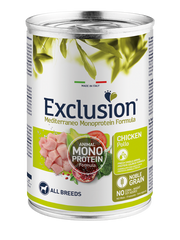 Exclusion Mediterraneo Monoprotein Noble Grain Umido Al Pollo Per Cani Lattina 400gr-1