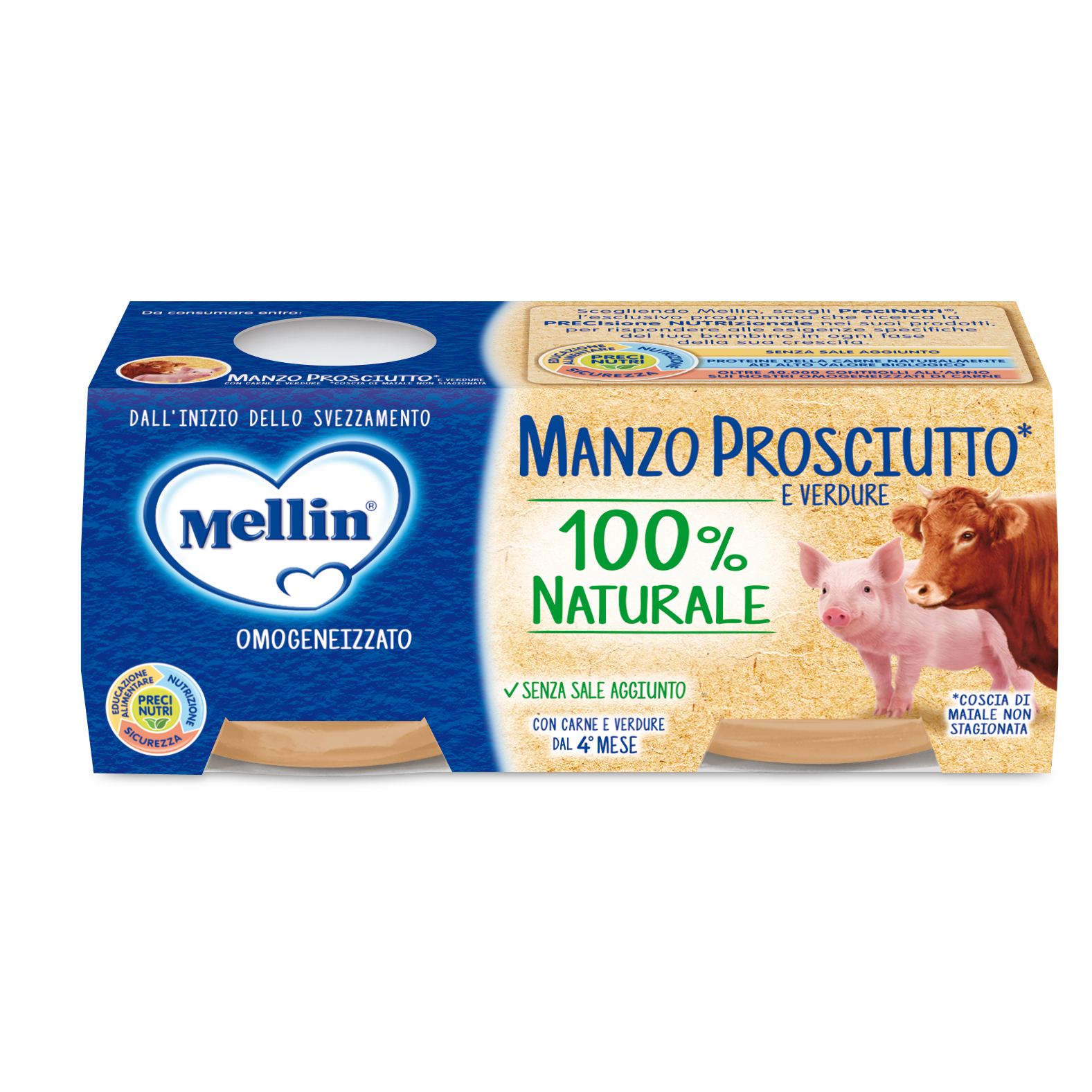 Mellin Omogeneizzato Manzo Prosciutto/Verdure 2x120g  - 3