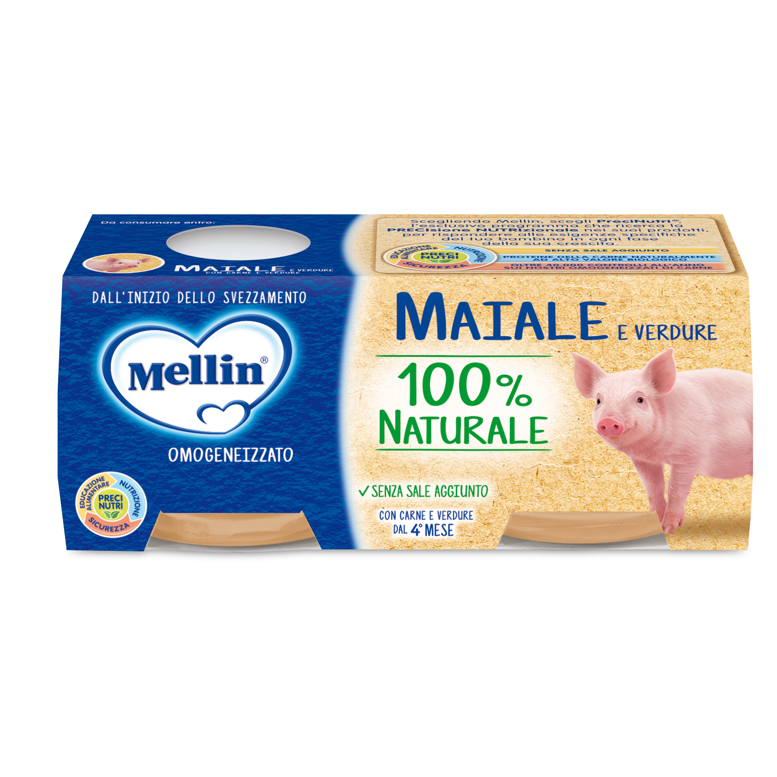 Mellin Omogeneizzato Maiale Con Verdure 2 X 80g  - 2