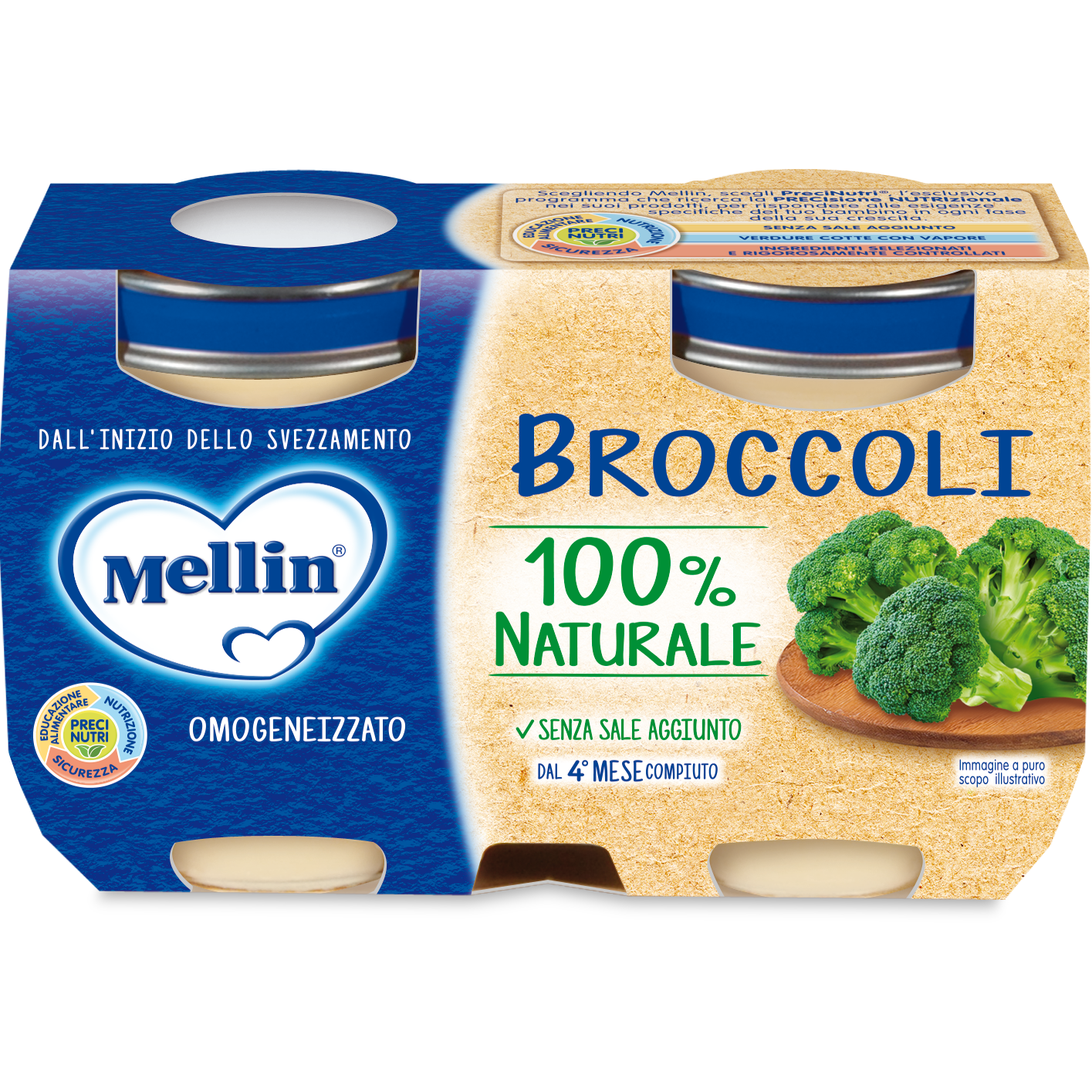 Mellin Omogeneizzato Broccoli 2x125g 4Mesi+-3