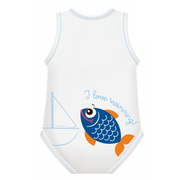 J Bimbi Body Neonato Senza Maniche In Cotone Bio 0-36 Mesi Pesce Blu-1