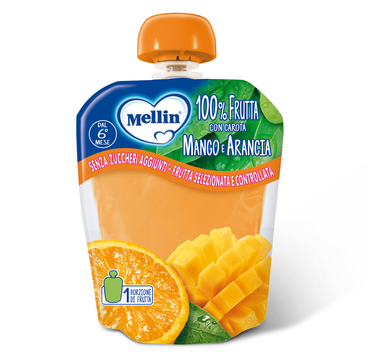 Mellin Pouch Arancia Mango Carota 90g 6Mesi+  - 1