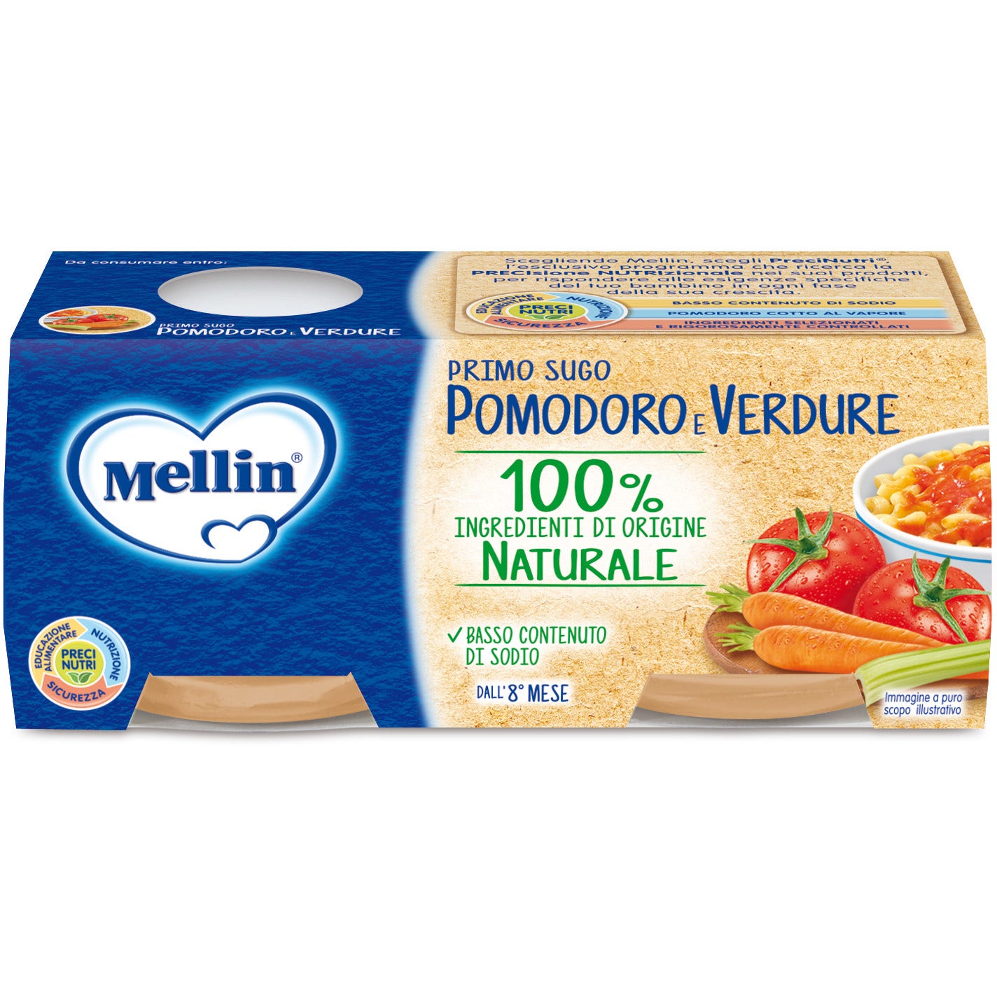 Mellin Primo Sugo Pomodoro Verdure 8M+ 2x80g  - 2