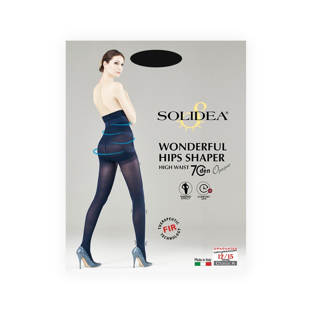 Solidea Collant Wonderful Vita Alta Hips Shaper 70 Denari Opaco Nero Taglia 3-ML-1